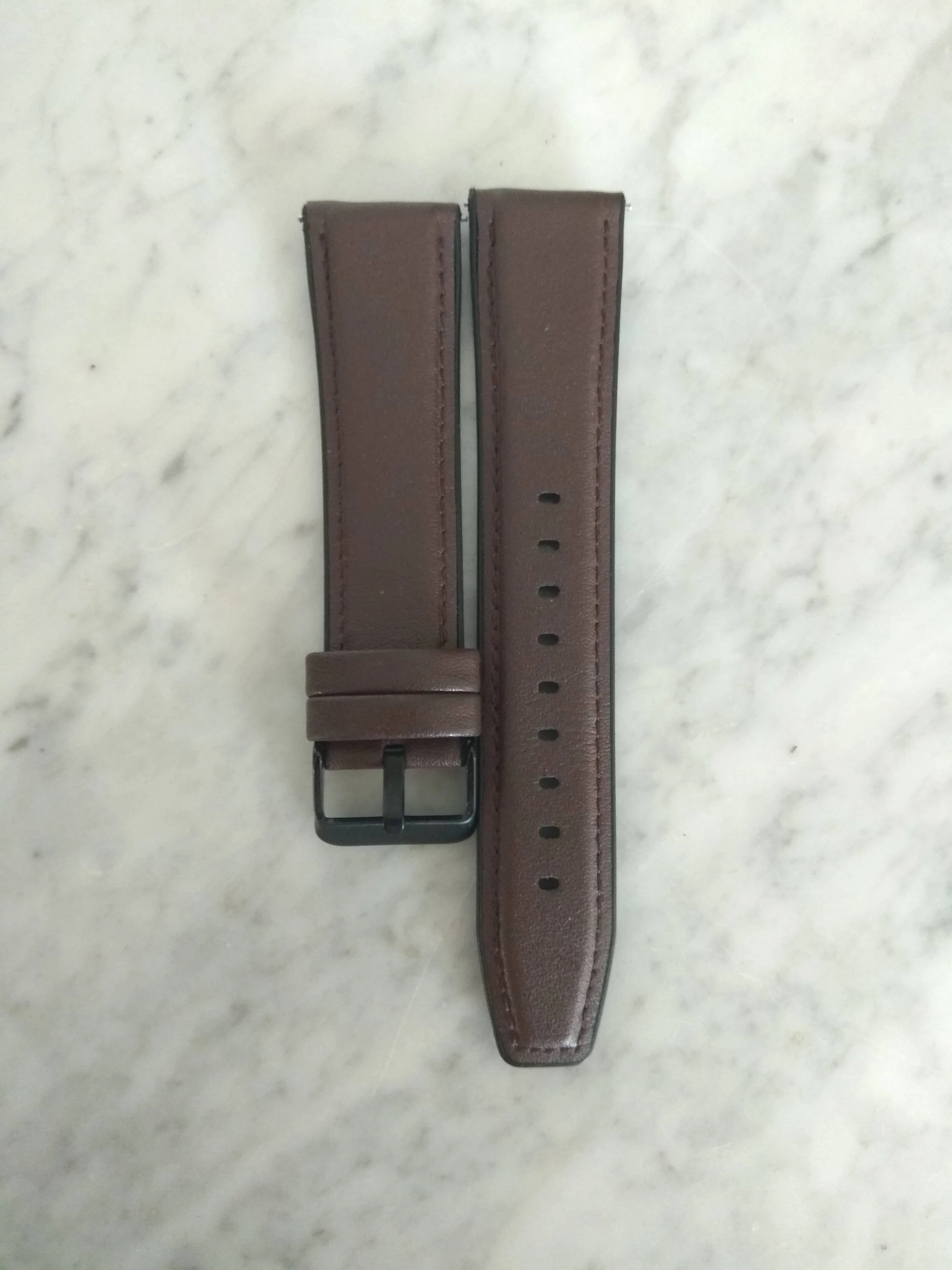 22mm Sötét Barna Bőr Okosóra szíj Cserélhető Univerzális 2-rétegű