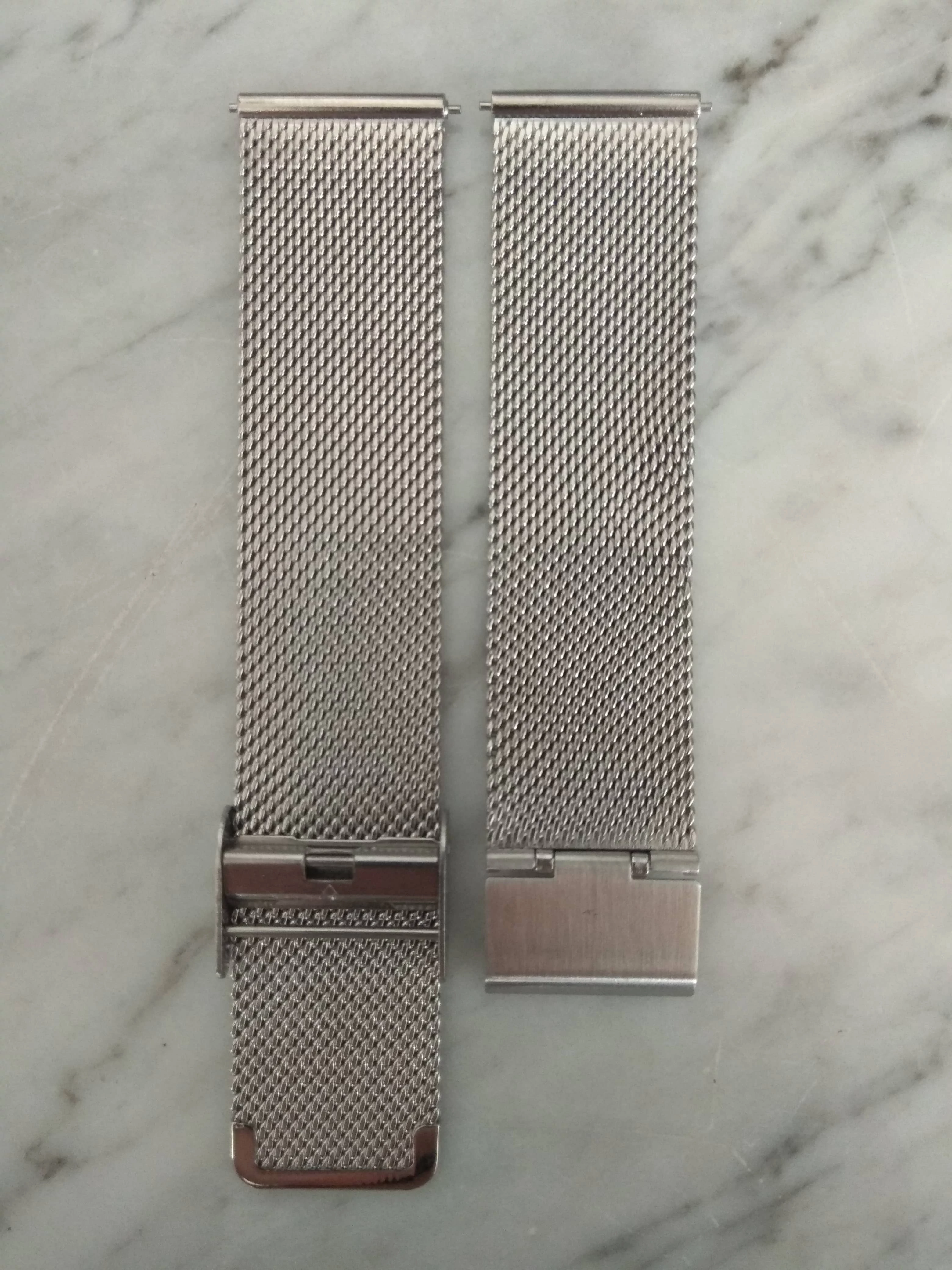 20mm Ezüst Rozsdamentes acél Okosóra szíj Fém csattal Cserélhető